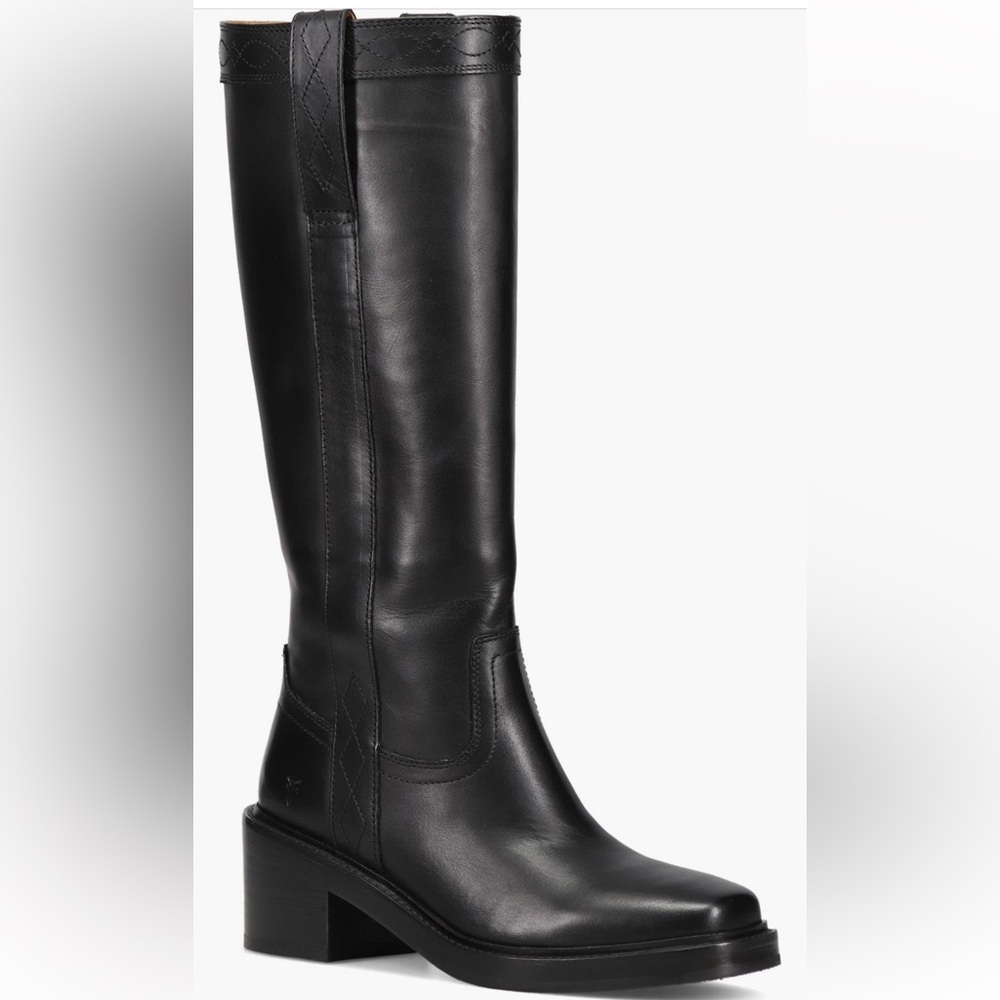 FRYE Kate Block Heel Boots Black Leather Size 9.5 Volterra